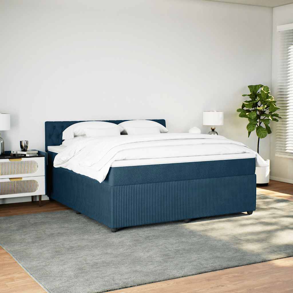 vidaXL Boxspring met matras fluweel blauw 180x200 cm, foto 2