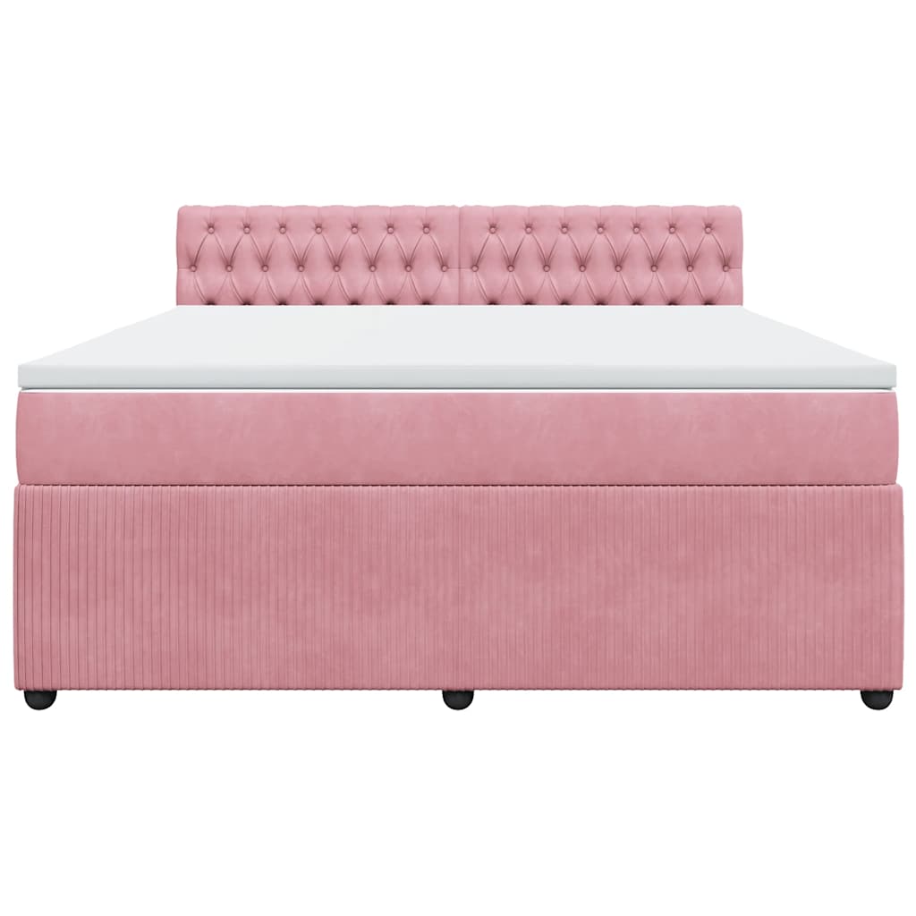 vidaXL Boxspring met matras fluweel roze 180x200 cm, foto 4