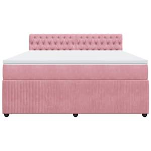 Box spring postel s matrací růžová 180x200 cm samet - obrázek 4