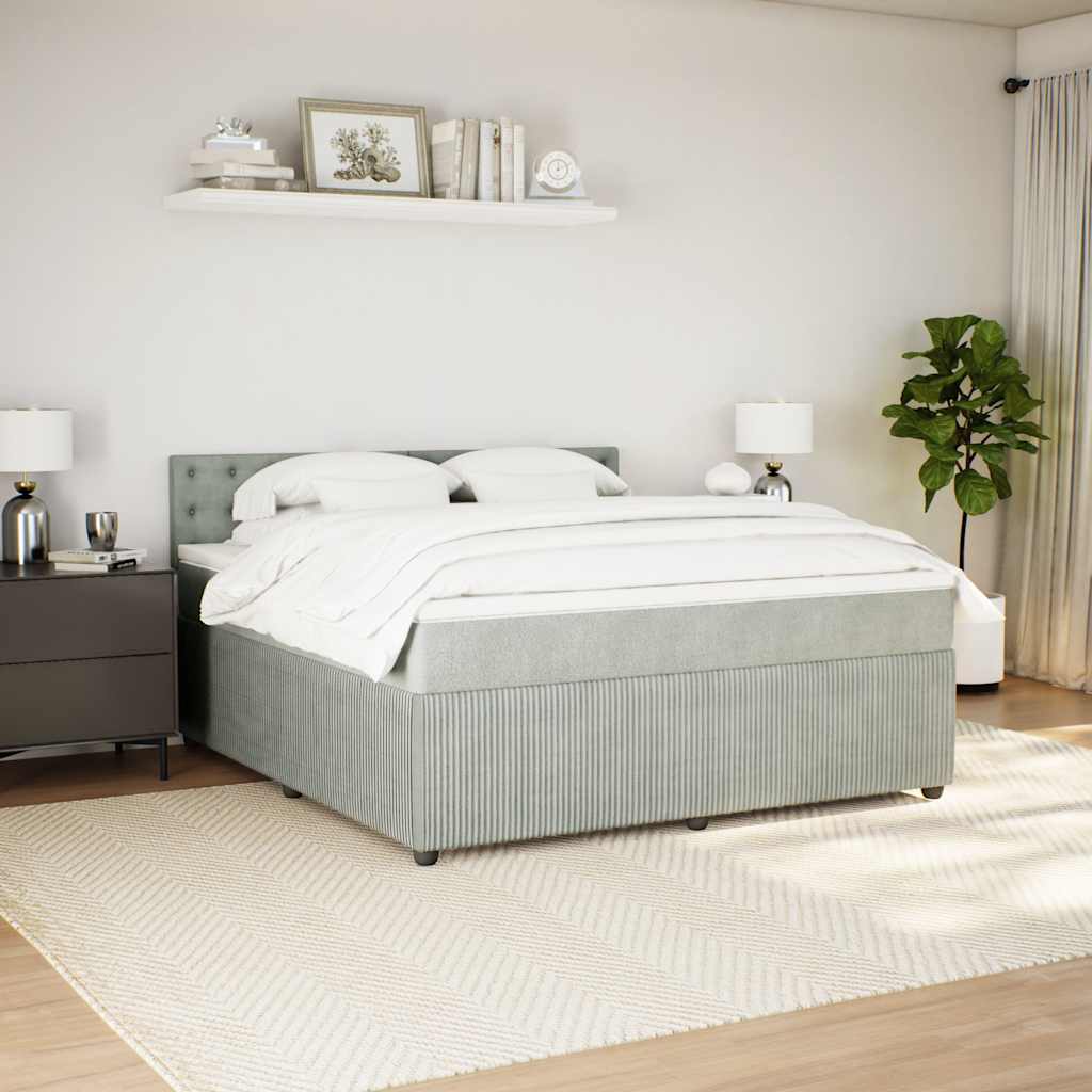 vidaXL Boxspring met matras fluweel lichtgrijs 180x200 cm afbeelding