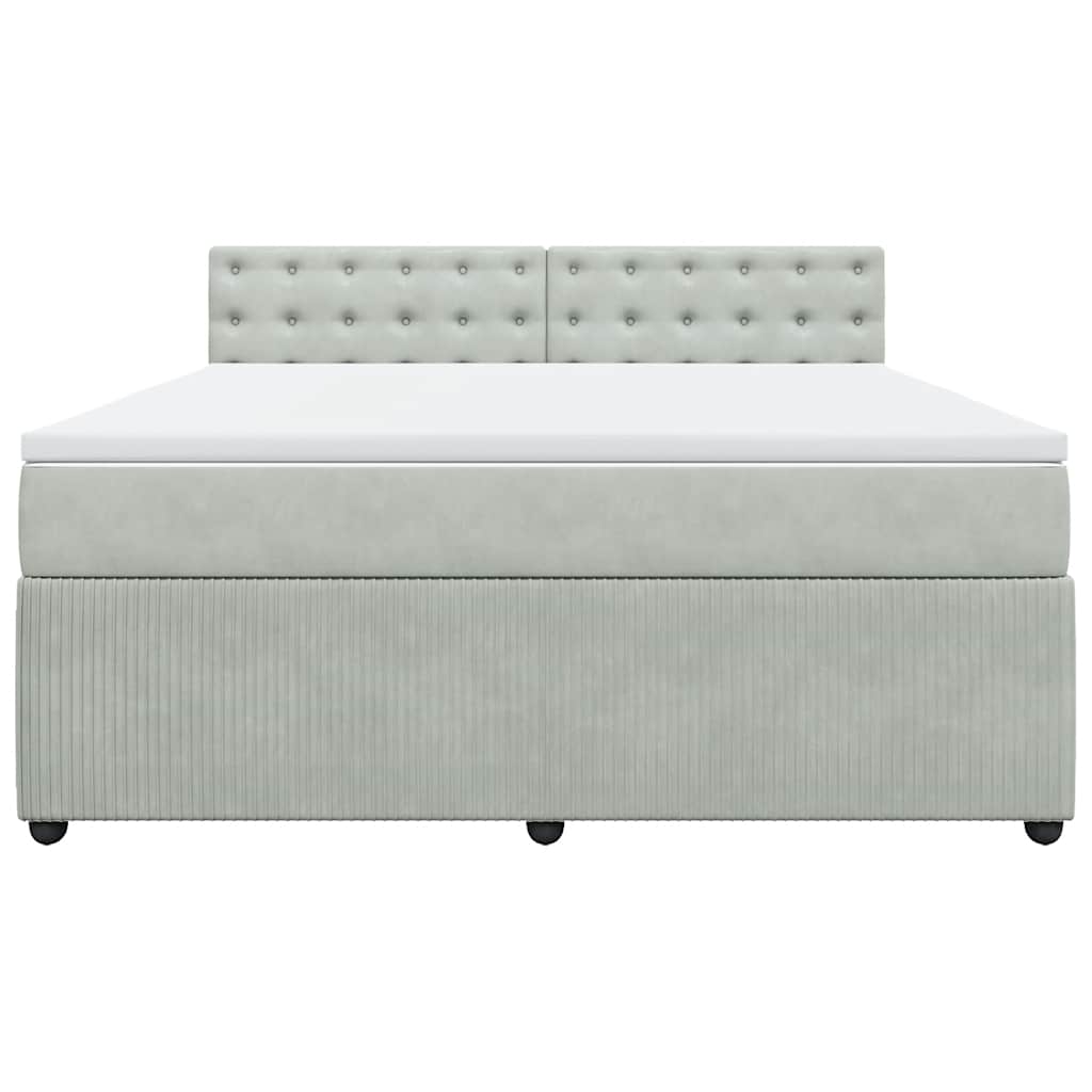 vidaXL Boxspring met matras fluweel lichtgrijs 180x200 cm grijs, foto 4