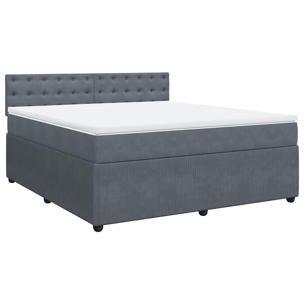 vidaXL Boxspring met matras fluweel donkergrijs 180x200 cm grijs, foto 3