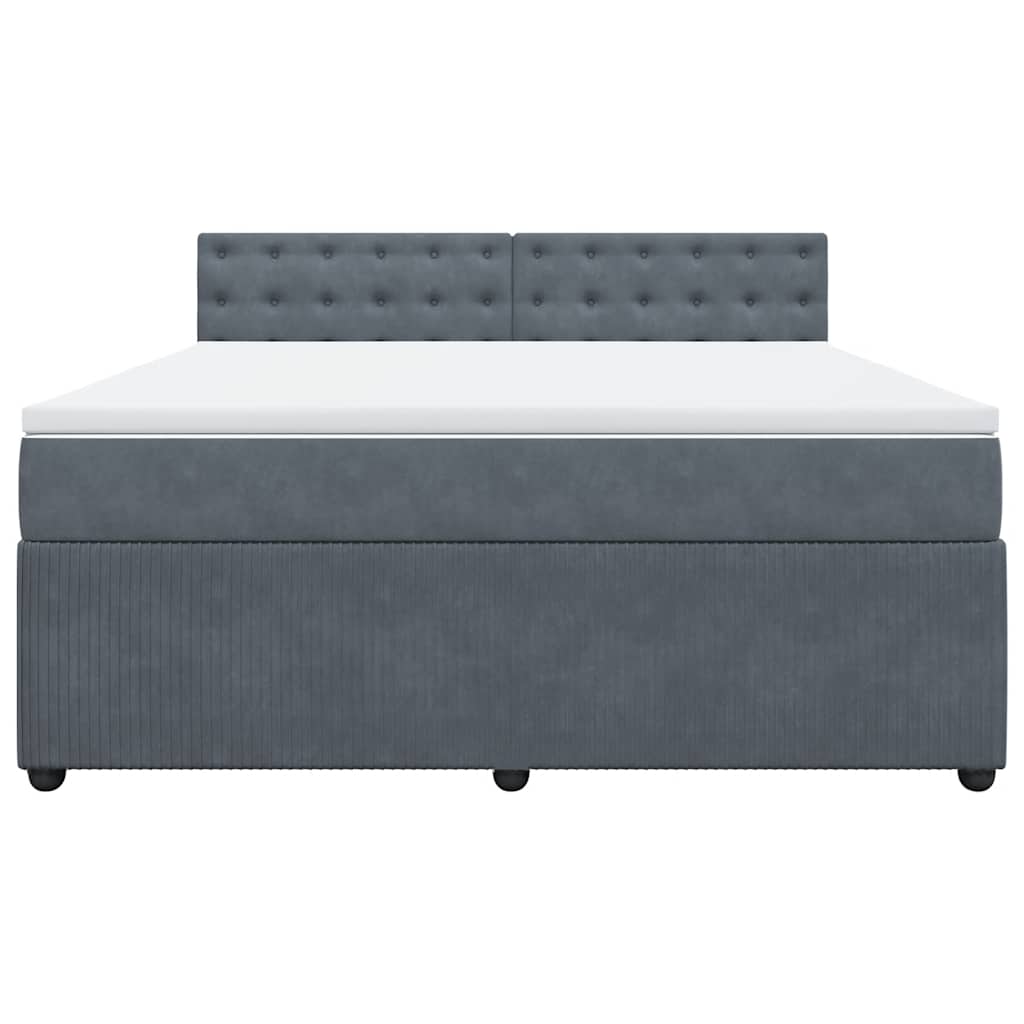 vidaXL Boxspring met matras fluweel donkergrijs 180x200 cm grijs, foto 4