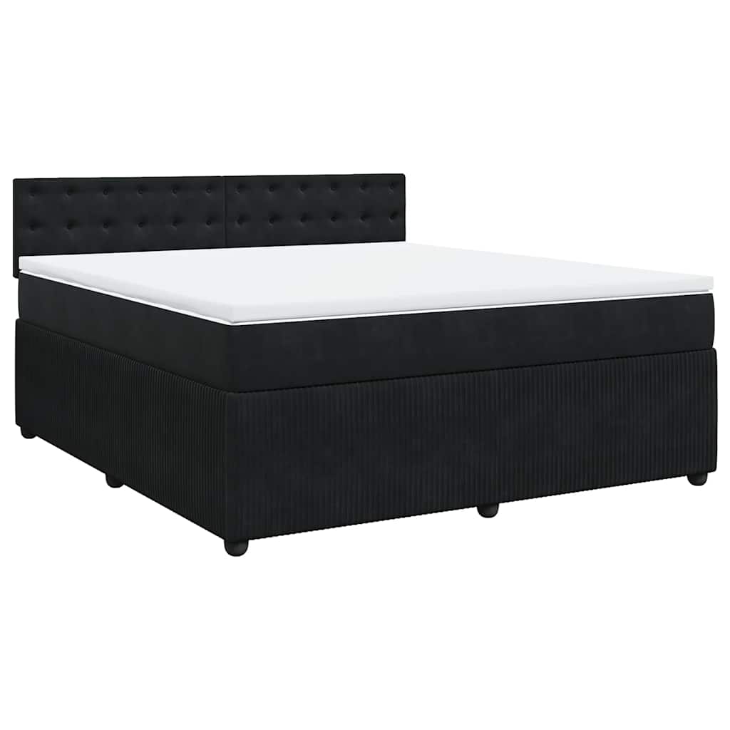 vidaXL Box spring postel s matrací černá 180x200 cm samet