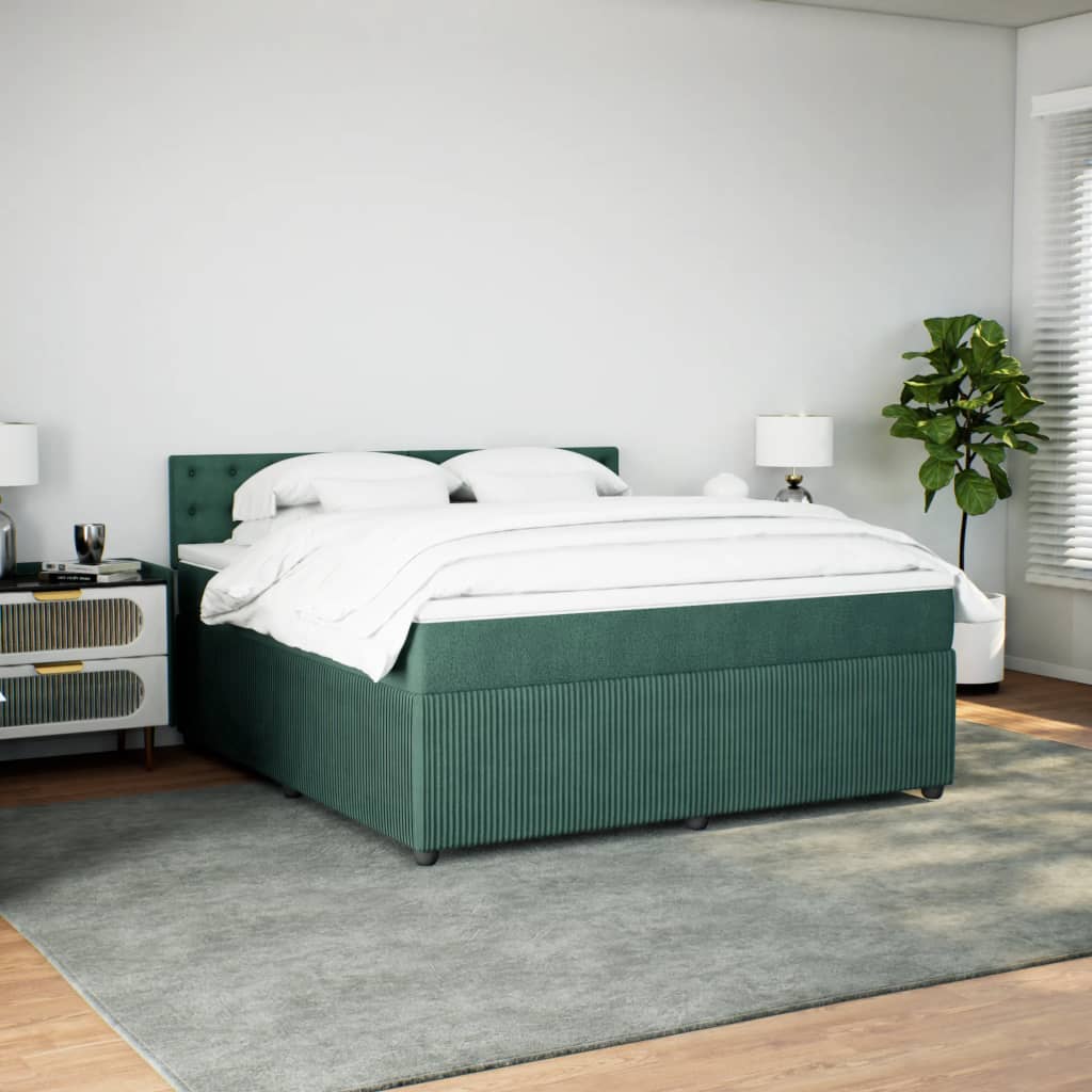vidaXL Boxspring met matras fluweel donkergroen 180x200 cm afbeelding
