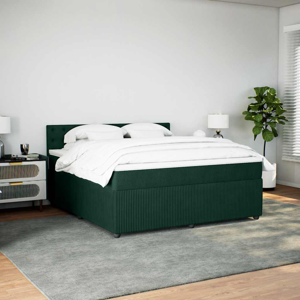 vidaXL Boxspring met matras fluweel donkergroen 180x200 cm groen, foto 2