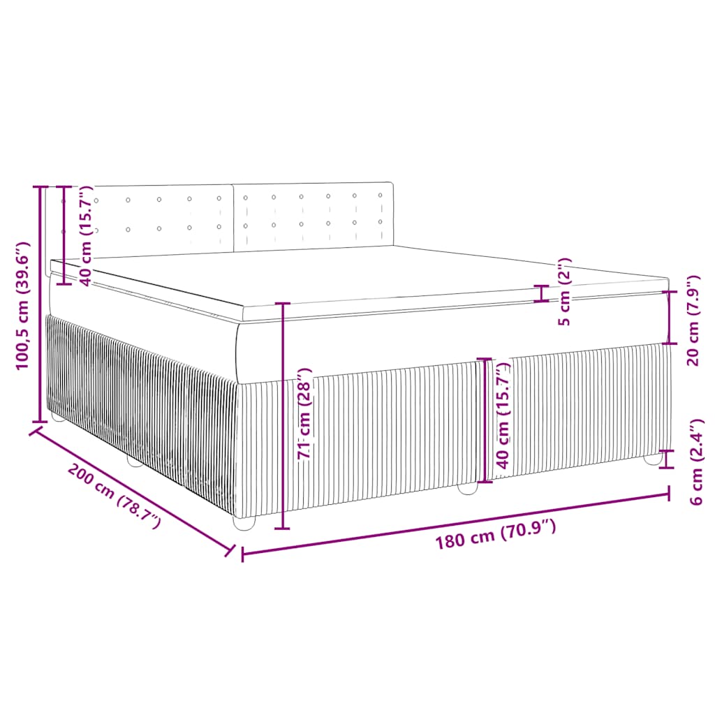 Box spring postel s matrací tmavě zelená 180x200 cm samet - obrázek 13