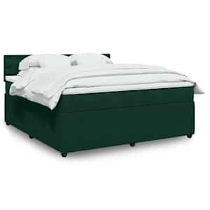 Box spring postelja z vzmetnico temno zelena 180x200 cm žamet