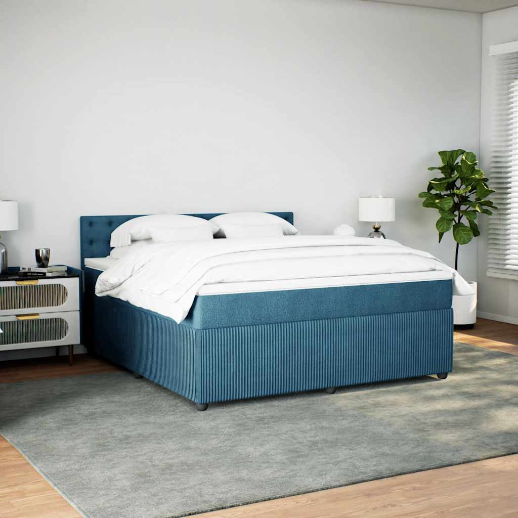vidaXL Boxspring met matras fluweel blauw 180x200 cm afbeelding