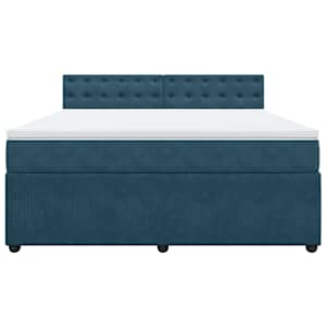 Box spring postel s matrací modrá 180 x 200 cm samet - obrázek 4