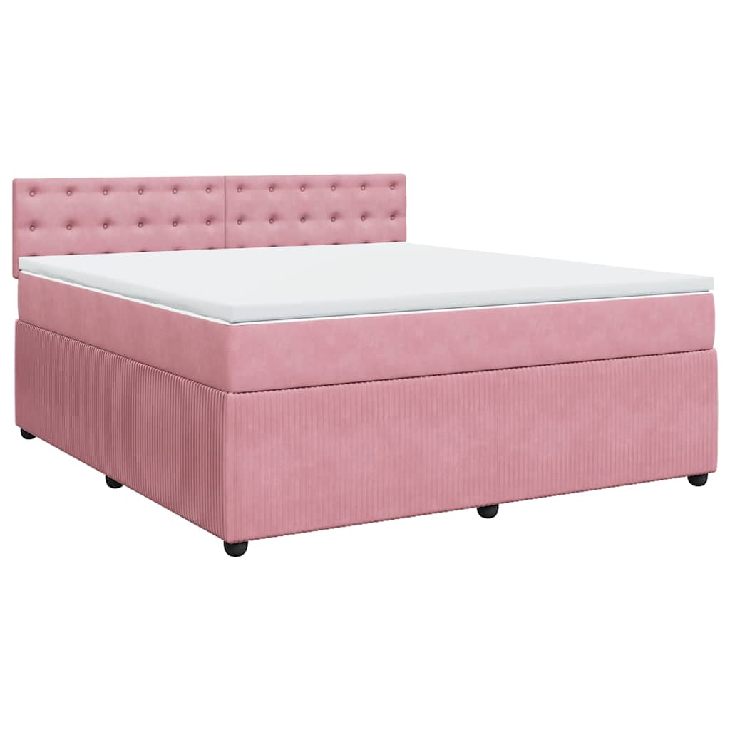 vidaXL Box spring postel s matrací růžová 180x200 cm samet