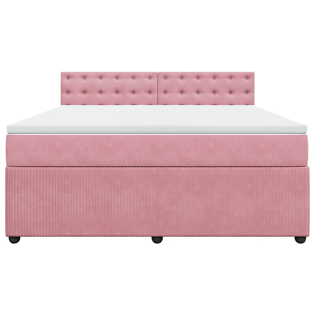 vidaXL Boxspring met matras fluweel roze 180x200 cm, foto 4