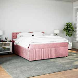 Box spring postel s matrací růžová 180x200 cm samet - obrázek 3