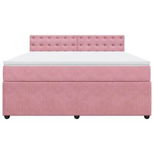 Box spring postel s matrací růžová 180x200 cm samet - obrázek 4