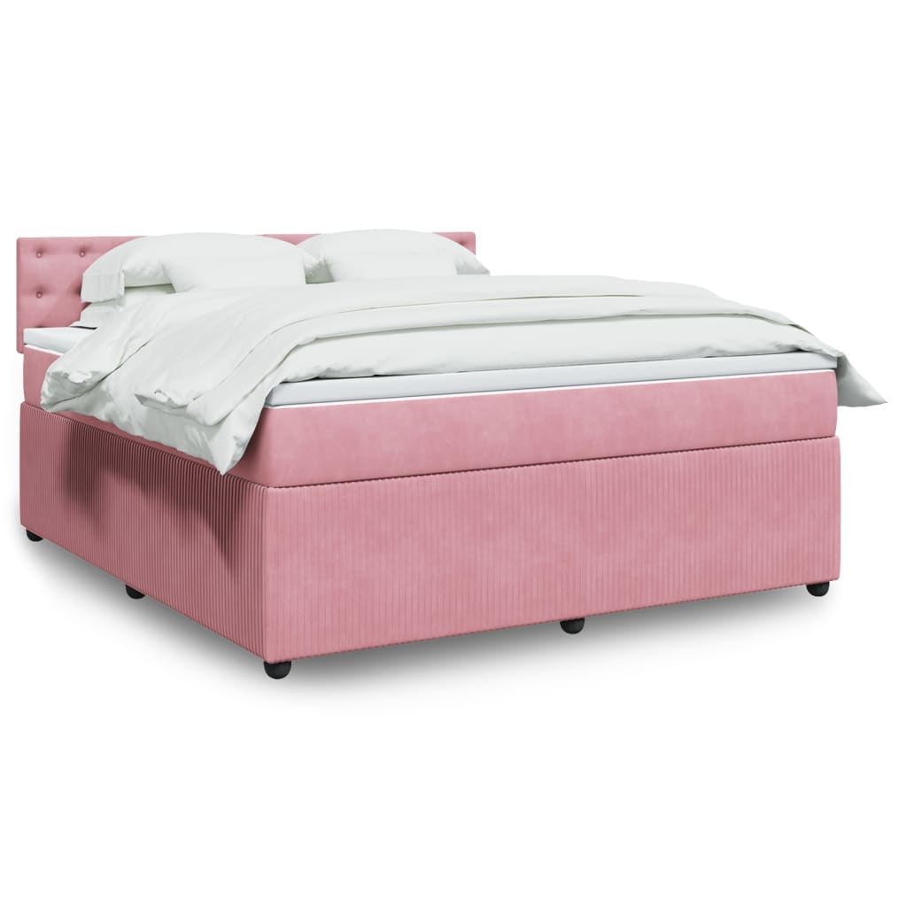 Boxspringbett mit Matratze Rosa 180×200 cm Samt