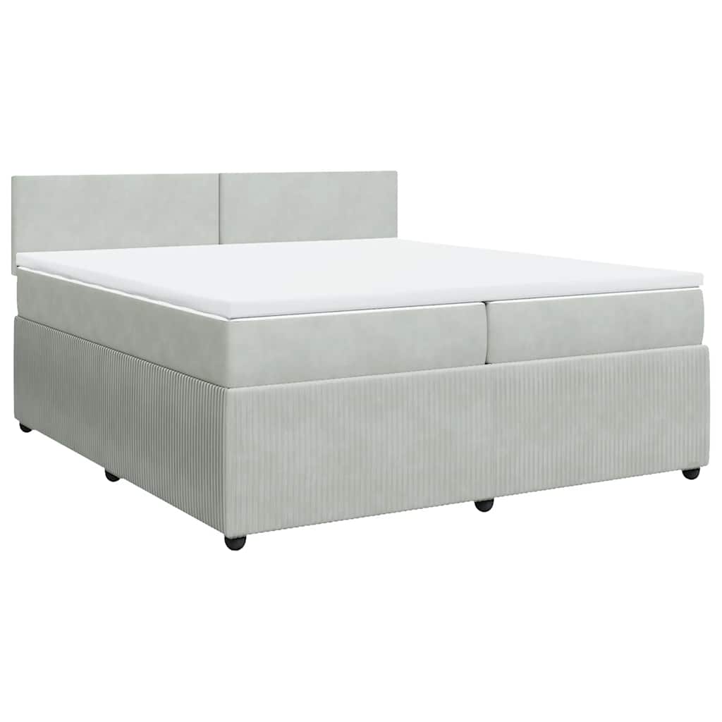 vidaXL Boxspring met matras fluweel lichtgrijs 200x200 cm grijs, foto 3