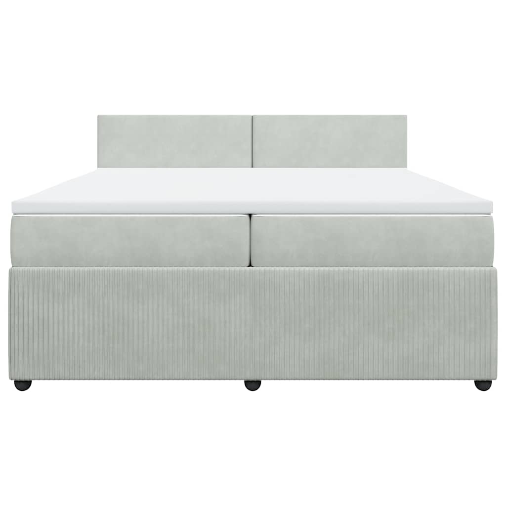 vidaXL Boxspring met matras fluweel lichtgrijs 200x200 cm grijs, foto 4