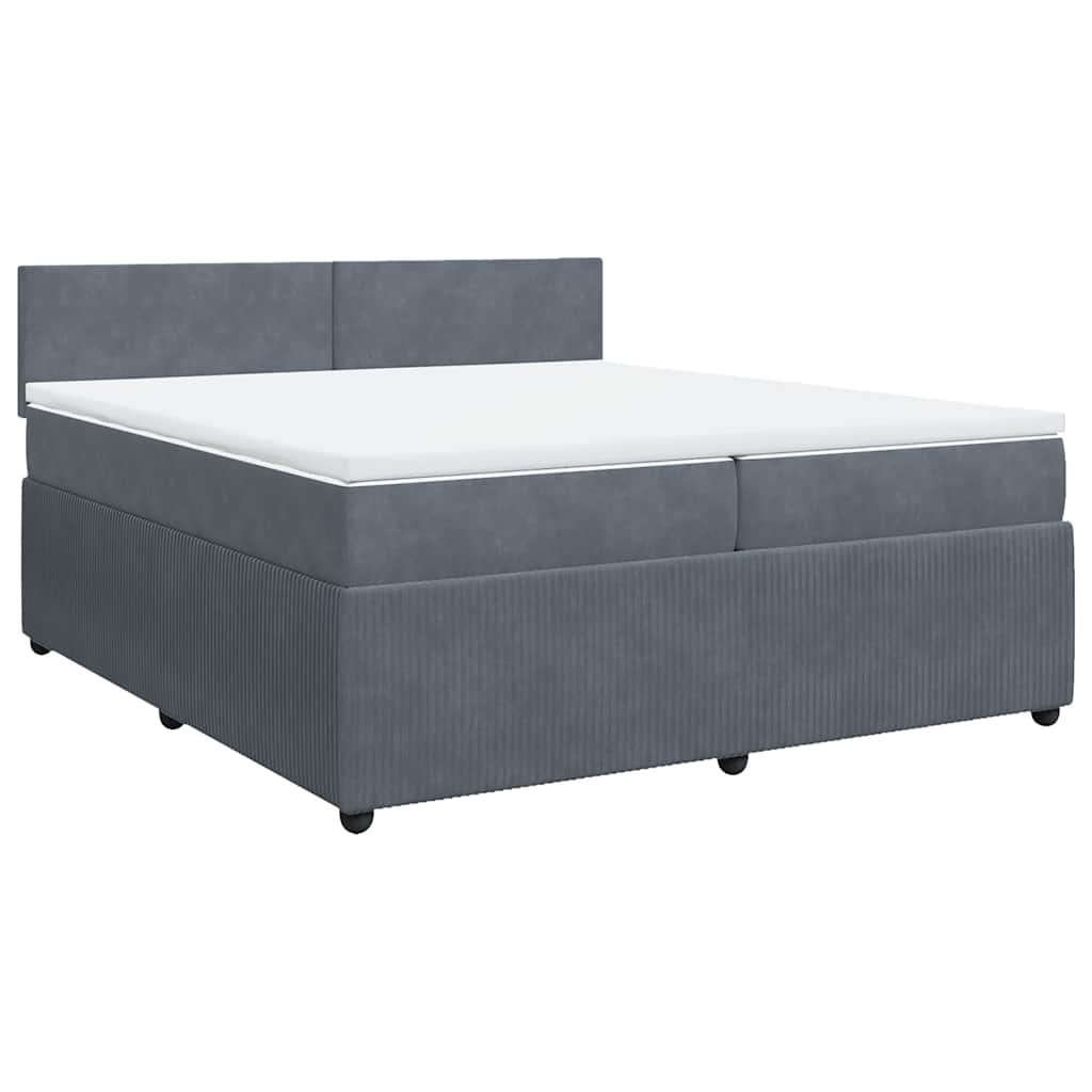 vidaXL Boxspring met matras fluweel donkergrijs 200x200 cm grijs, foto 3