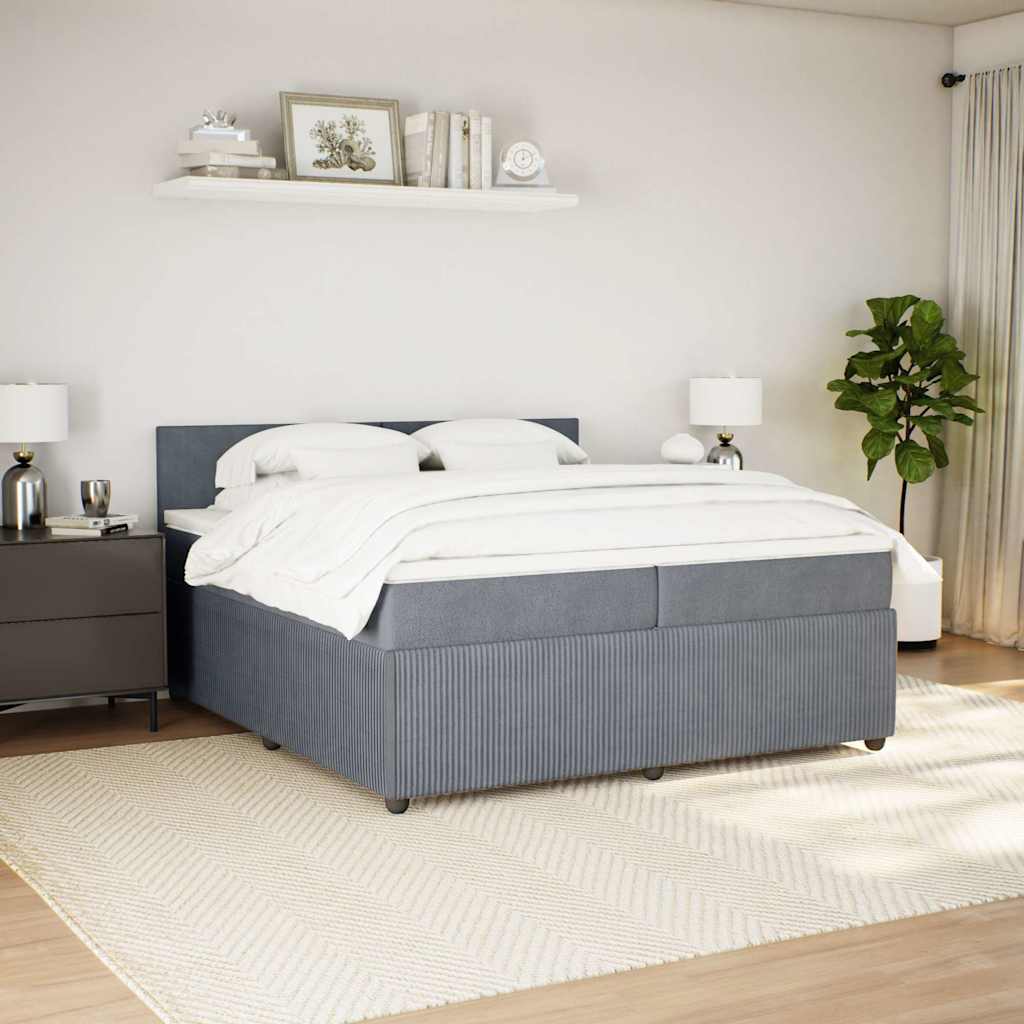 vidaXL Boxspring met matras fluweel donkergrijs 200x200 cm afbeelding