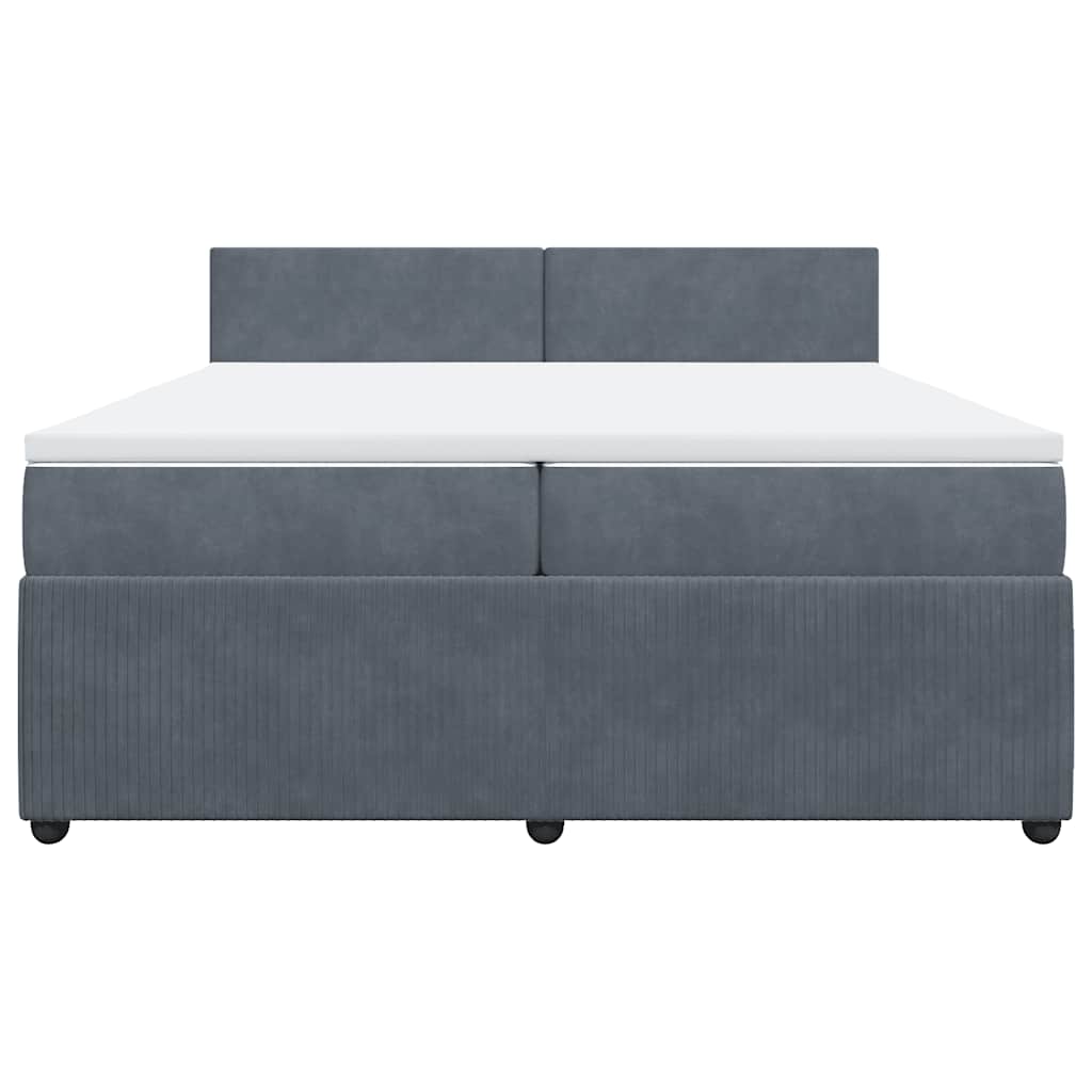 vidaXL Boxspring met matras fluweel donkergrijs 200x200 cm grijs, foto 4