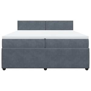 Box spring postel s matrací tmavě šedá 200x200 cm samet - obrázek 4