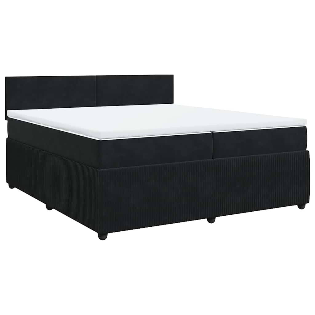 vidaXL Boxspring met matras fluweel zwart 200x200 cm, foto 3