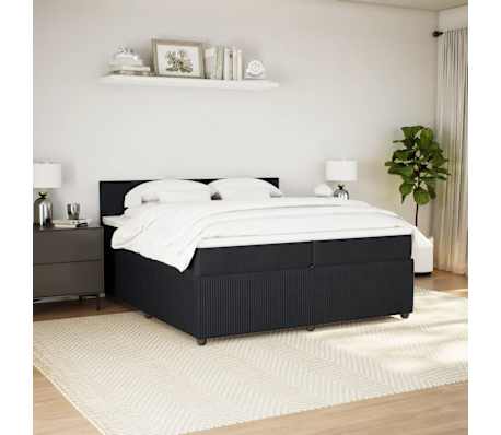 vidaXL Κρεβάτι Boxspring με Στρώμα Μαύρο 200x200 εκ. Βελούδινο