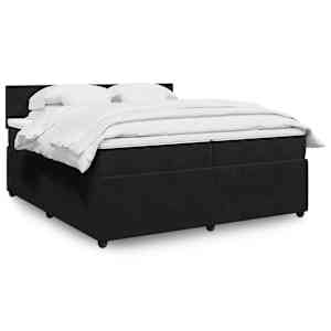 Box spring postelja z vzmetnico črna 200x200 cm žamet