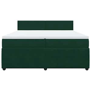 Box spring postel s matrací tmavě zelená 200x200 cm samet - obrázek 4