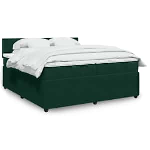 Box spring postelja z vzmetnico temno zelena 200x200 cm žamet