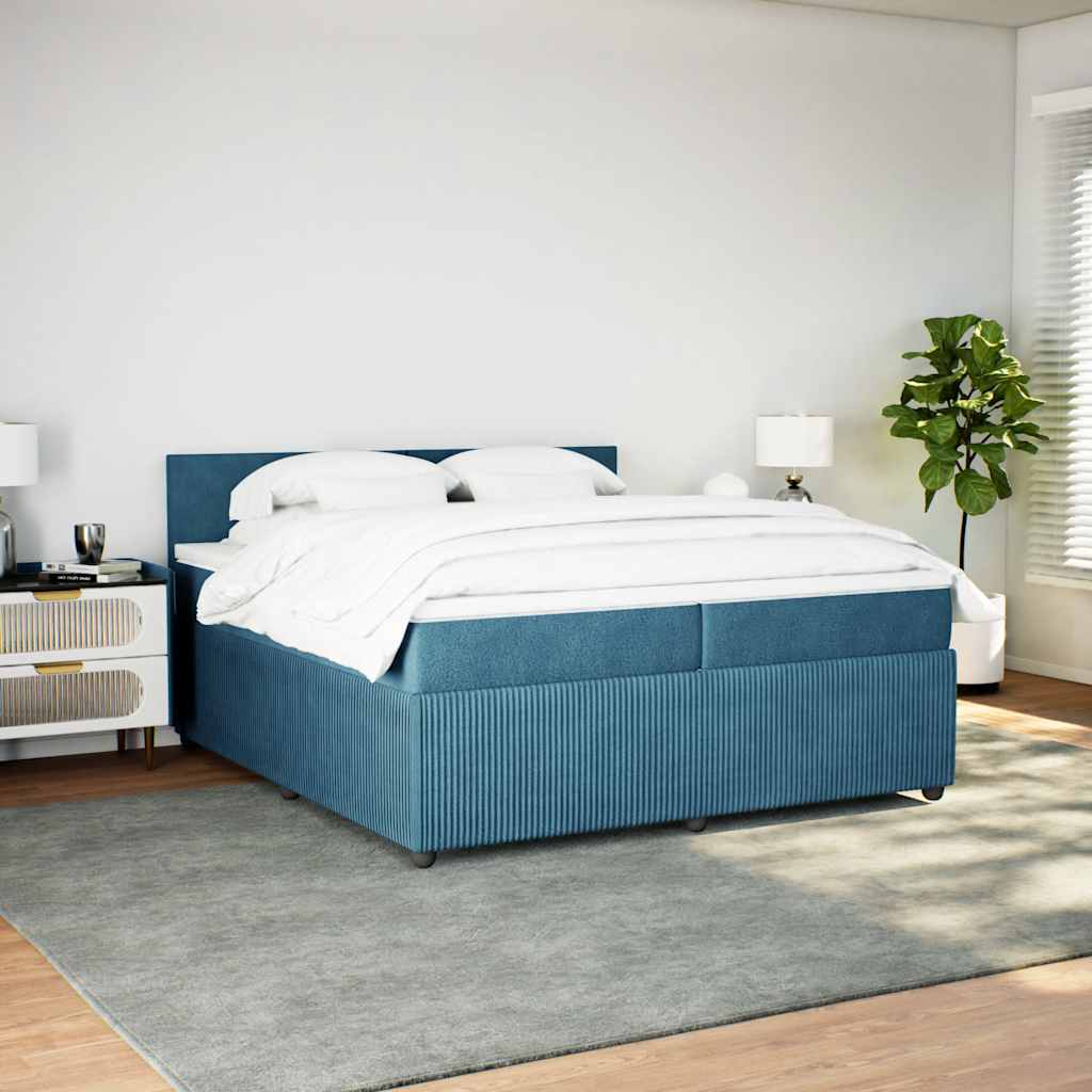 Thumbnail - vidaXL Boxspringbett mit Matratze Blau 200x200 cm Samt