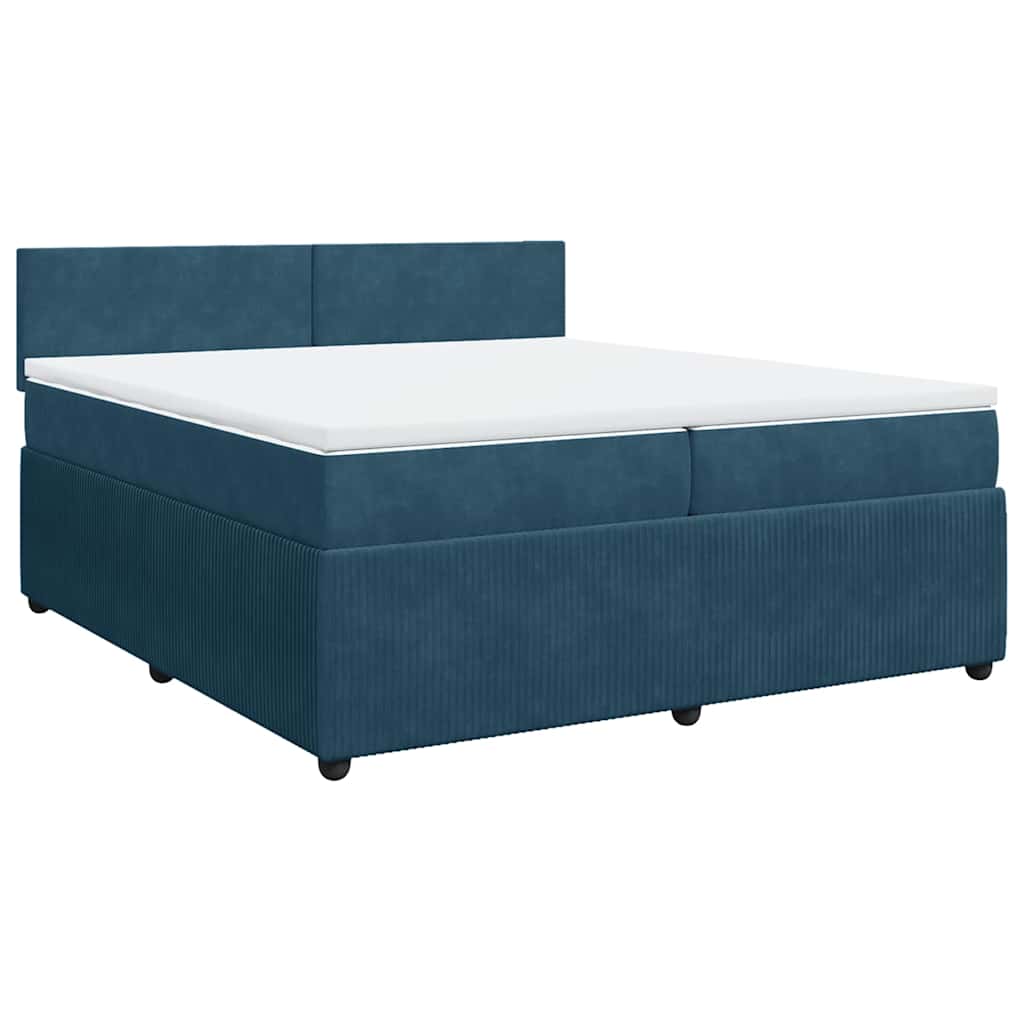 vidaXL Boxspring met matras fluweel blauw 200x200 cm, foto 4