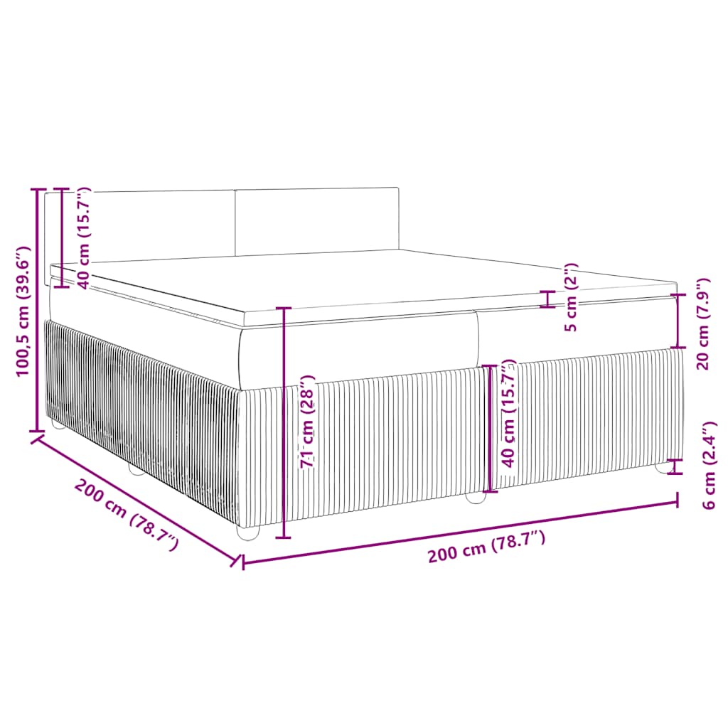 Box spring postel s matrací modrá 200 x 200 cm samet - obrázek 13