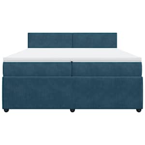 Box spring postel s matrací modrá 200 x 200 cm samet - obrázek 4