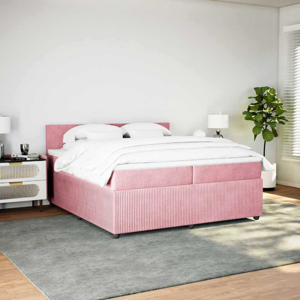vidaXL Boxspring met matras fluweel roze 200x200 cm, foto 2