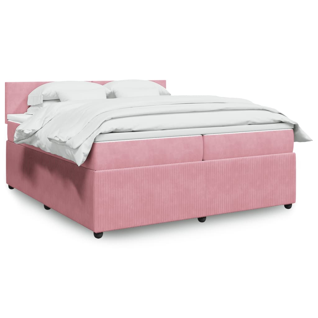 Boxspringbett mit Matratze Rosa 200×200 cm Samt