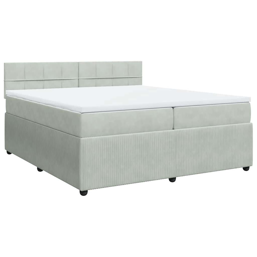 vidaXL Boxspring met matras fluweel lichtgrijs 200x200 cm grijs, foto 3
