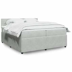 Box spring postel s matrací světle šedá 200x200 cm samet - obrázek 1