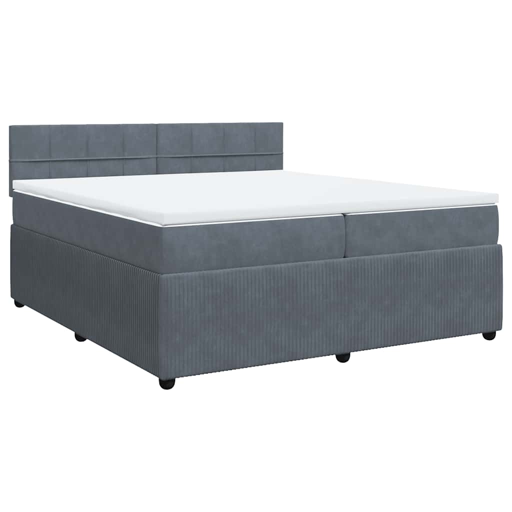 vidaXL Boxspring met matras fluweel donkergrijs 200x200 cm grijs, foto 3