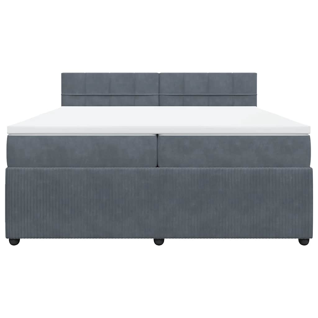 vidaXL Boxspring met matras fluweel donkergrijs 200x200 cm grijs, foto 4