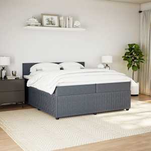 Box spring postel s matrací tmavě šedá 200x200 cm samet - obrázek 3