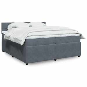 Box spring postelja z vzmetnico temno siva 200x200 cm žamet