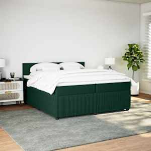 Box spring postel s matrací tmavě zelená 200x200 cm samet - obrázek 3