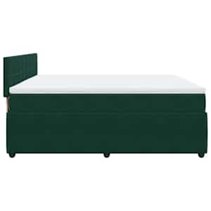 Box spring postel s matrací tmavě zelená 200x200 cm samet - obrázek 9