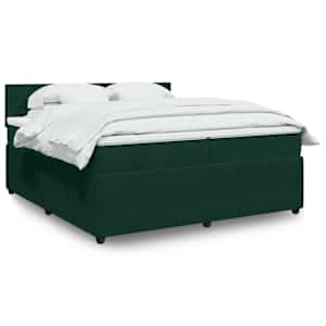 Box spring postelja z vzmetnico temno zelena 200x200 cm žamet
