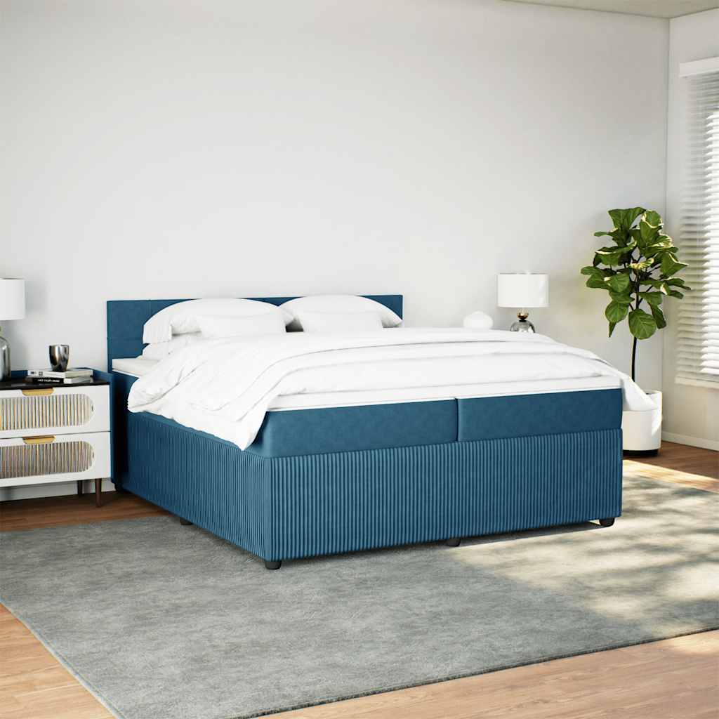 Thumbnail - vidaXL Boxspringbett mit Matratze Blau 200x200 cm Samt