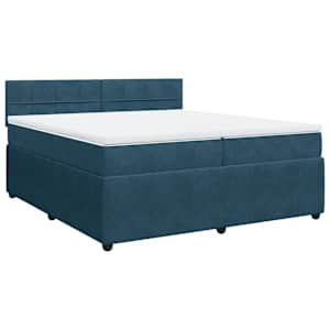 Box spring postel s matrací modrá 200 x 200 cm samet - obrázek 2