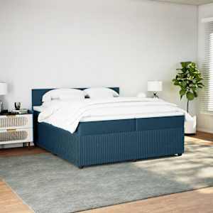 Box spring postel s matrací modrá 200 x 200 cm samet - obrázek 3