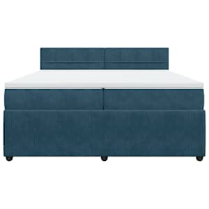 Box spring postel s matrací modrá 200 x 200 cm samet - obrázek 4