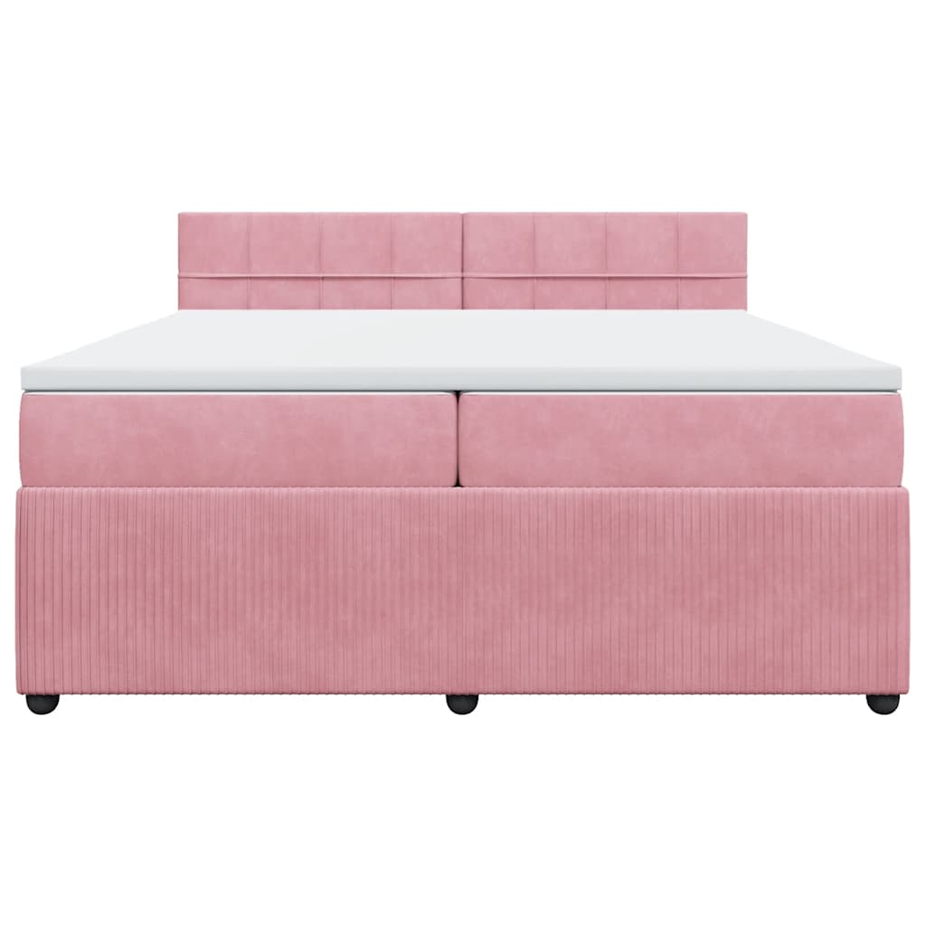 vidaXL Boxspring met matras fluweel roze 200x200 cm, foto 4